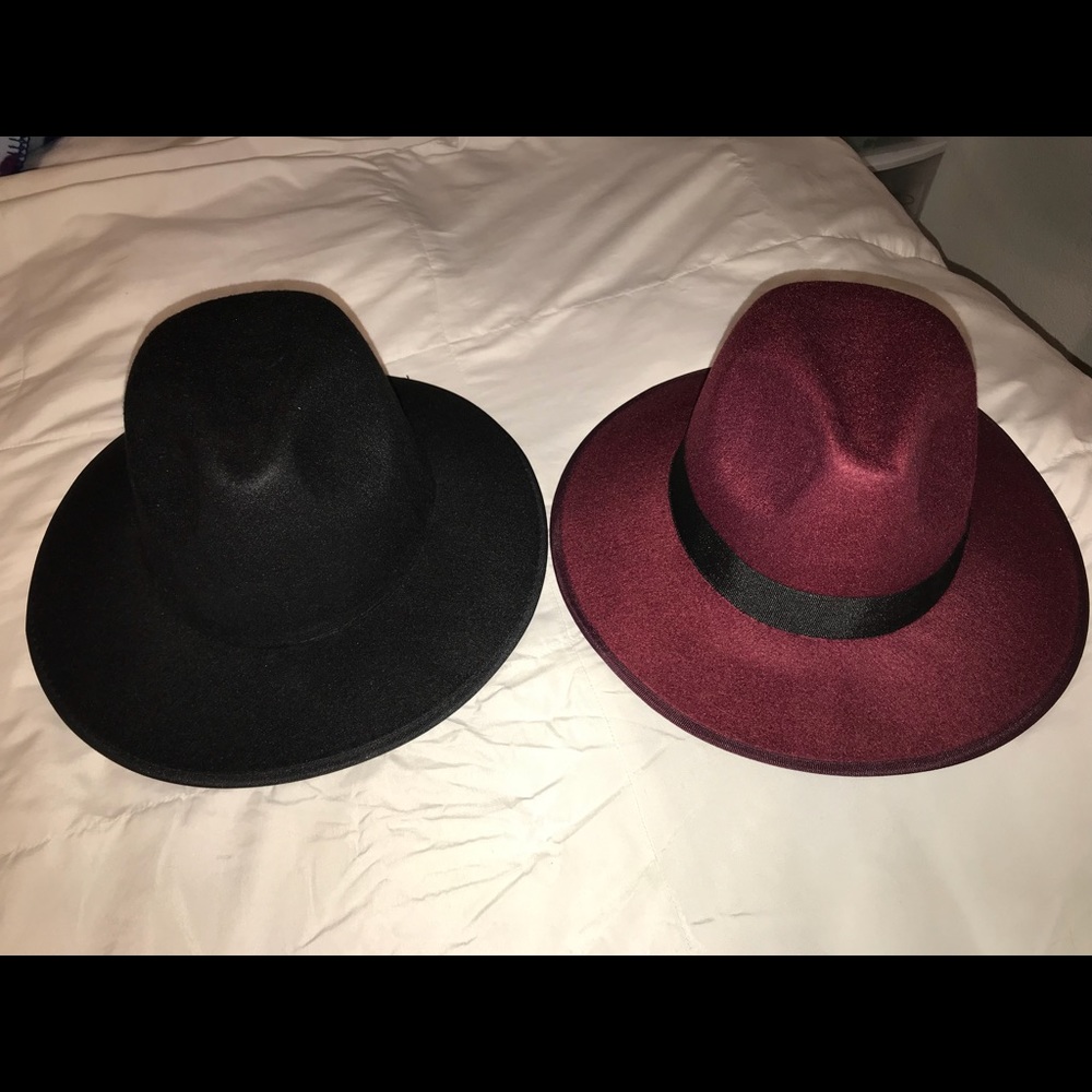 Maroon and black hat